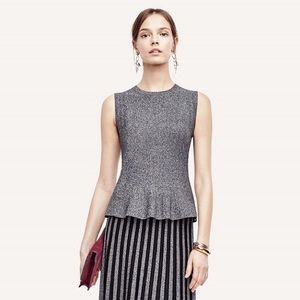 ANN TAYLOR Marled Sleeveless Stretch Peplum Top